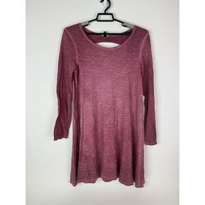 Billabong‎ Knit Dress Women's Medium Long Sleeve Open Back Slub Tunic Purple